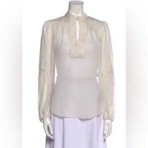 Diane Von Furstenberg EUC silk mock neck blouse size 12